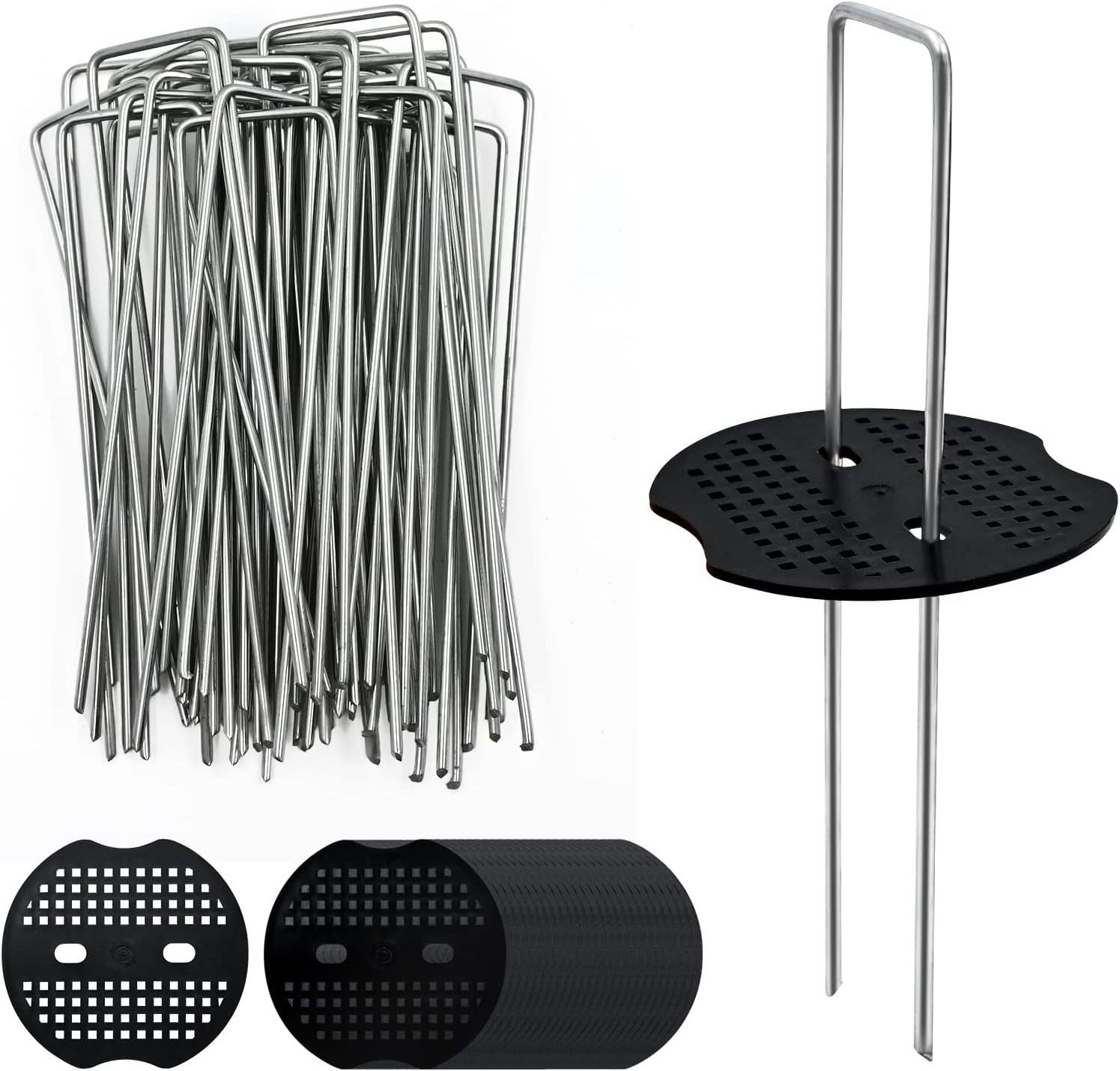 Garden Stakes Galvanized Steel Fabric Pins U Shape Sod Turf Pins for Ground Weed Fabric Barrier, Orchard, Yard