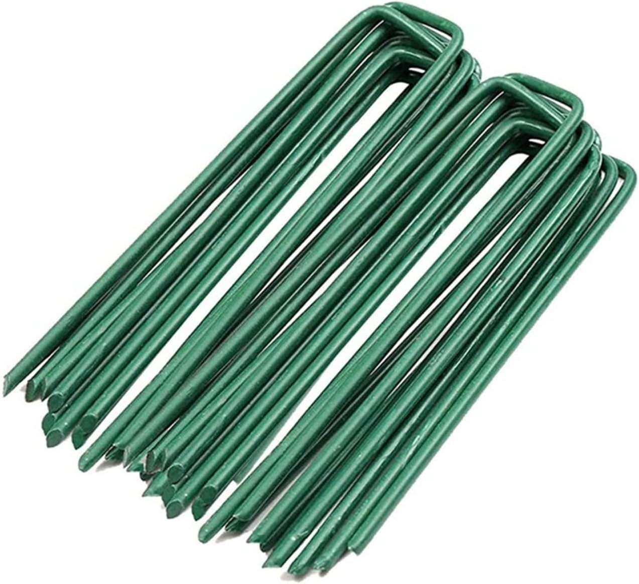 Garden Stakes Galvanized Steel Fabric Pins U Shape Sod Turf Pins for Ground Weed Fabric Barrier, Orchard, Yard