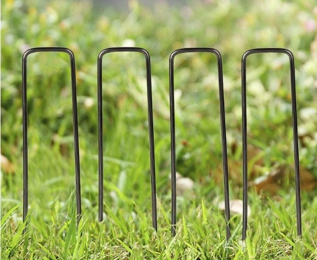 Garden Stakes Galvanized Landscape Staples Green U-Type Turf Staples for Artificial Grass Sod Pins Stakes