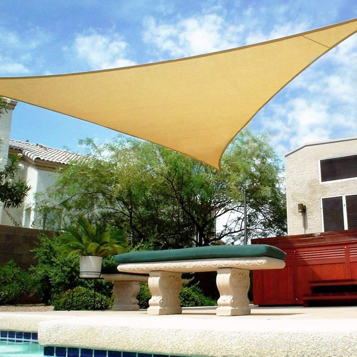 waterproof sun shelter sail  black and white striped shade cool shade sail outdoor triangle shade sail