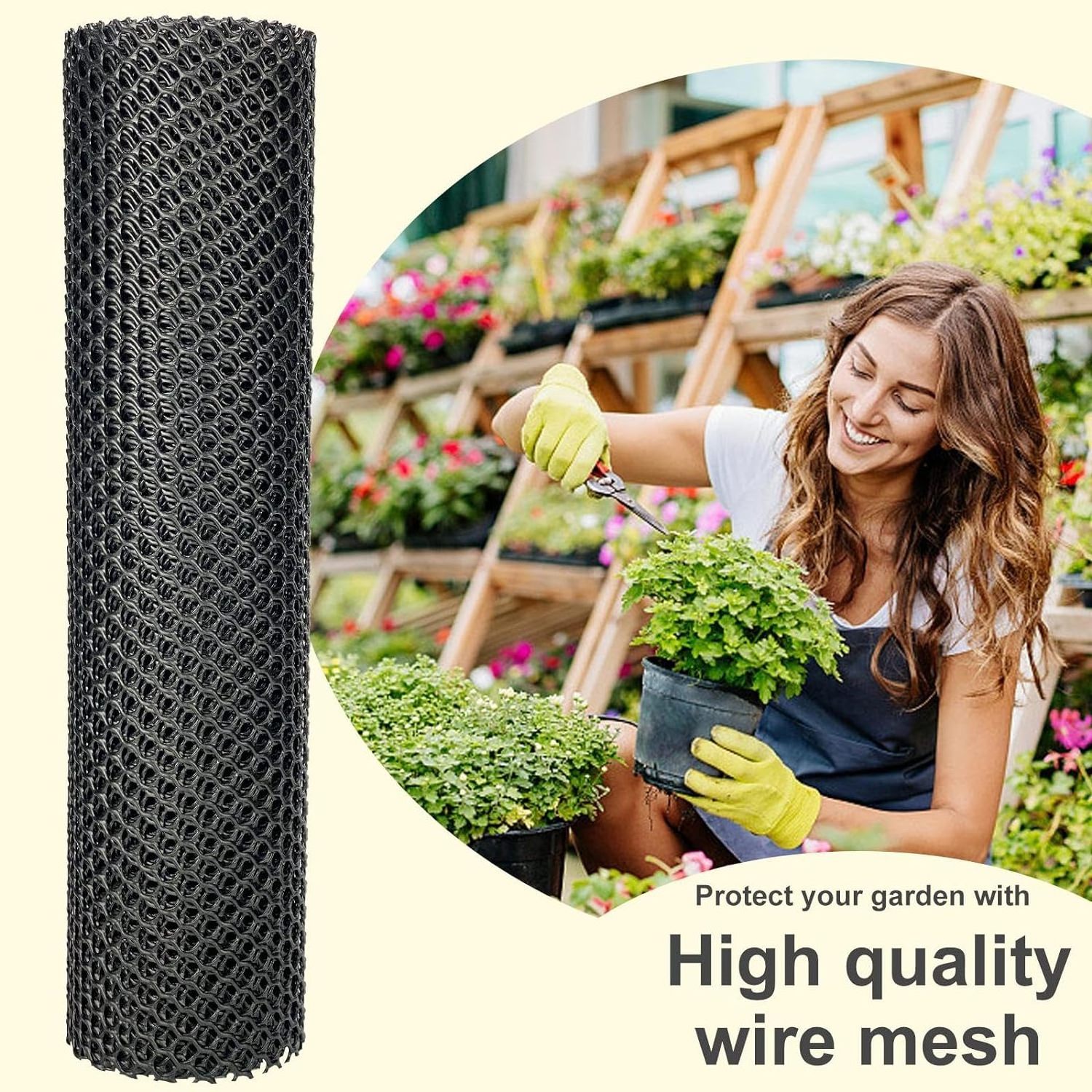 2' x 25' Black Plastic Mesh Hardware Netting Tree Guard Barrier from Rabbits, Deer Balcony Safety Net