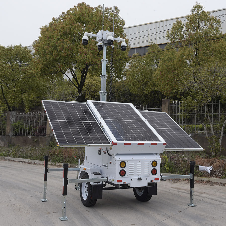 Portable Mobile Solar security surveillance Trailer  with CCTV and PTZ camera