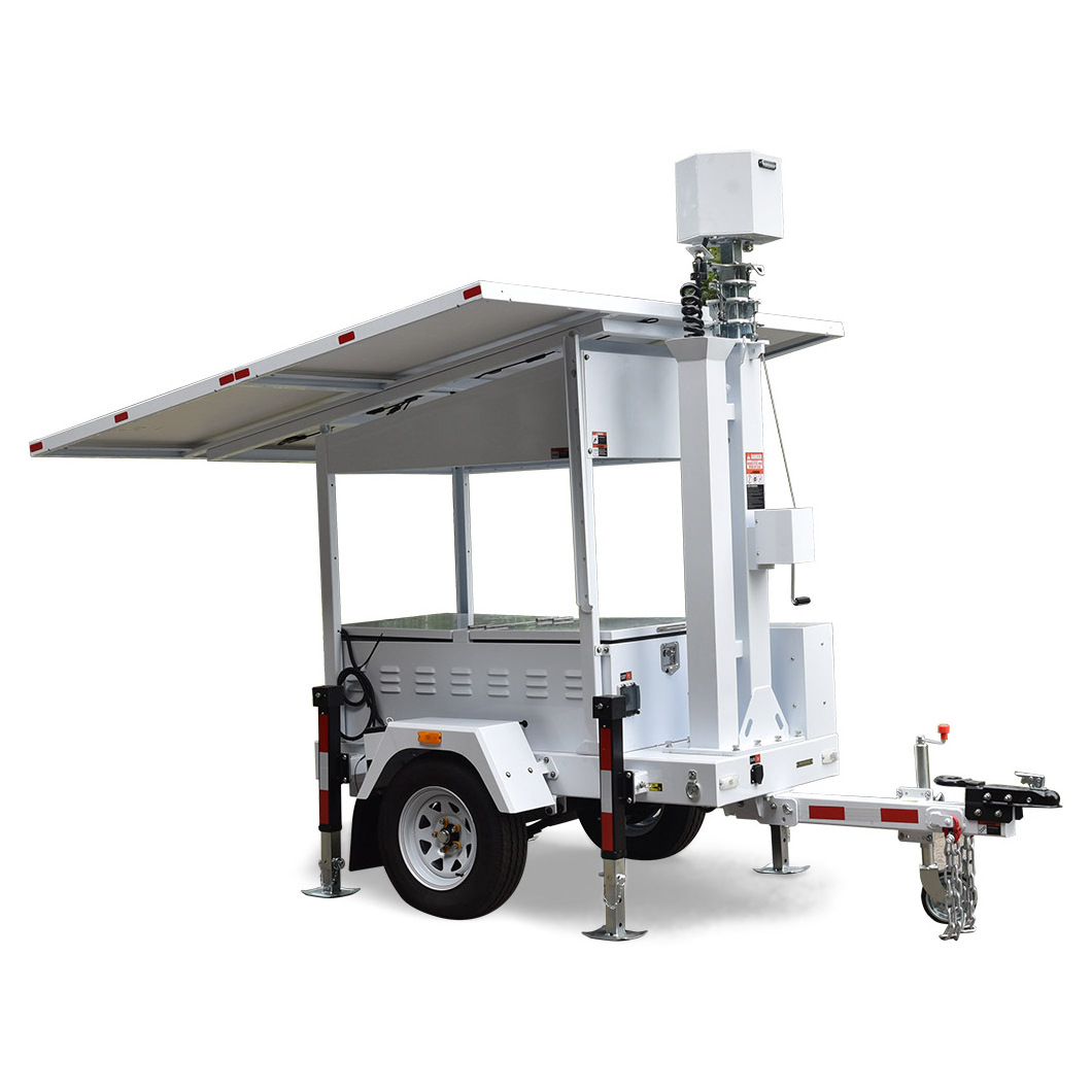 Portable Surveillance System Solution Mobile CCTV and PTZ camera Solar Trailer