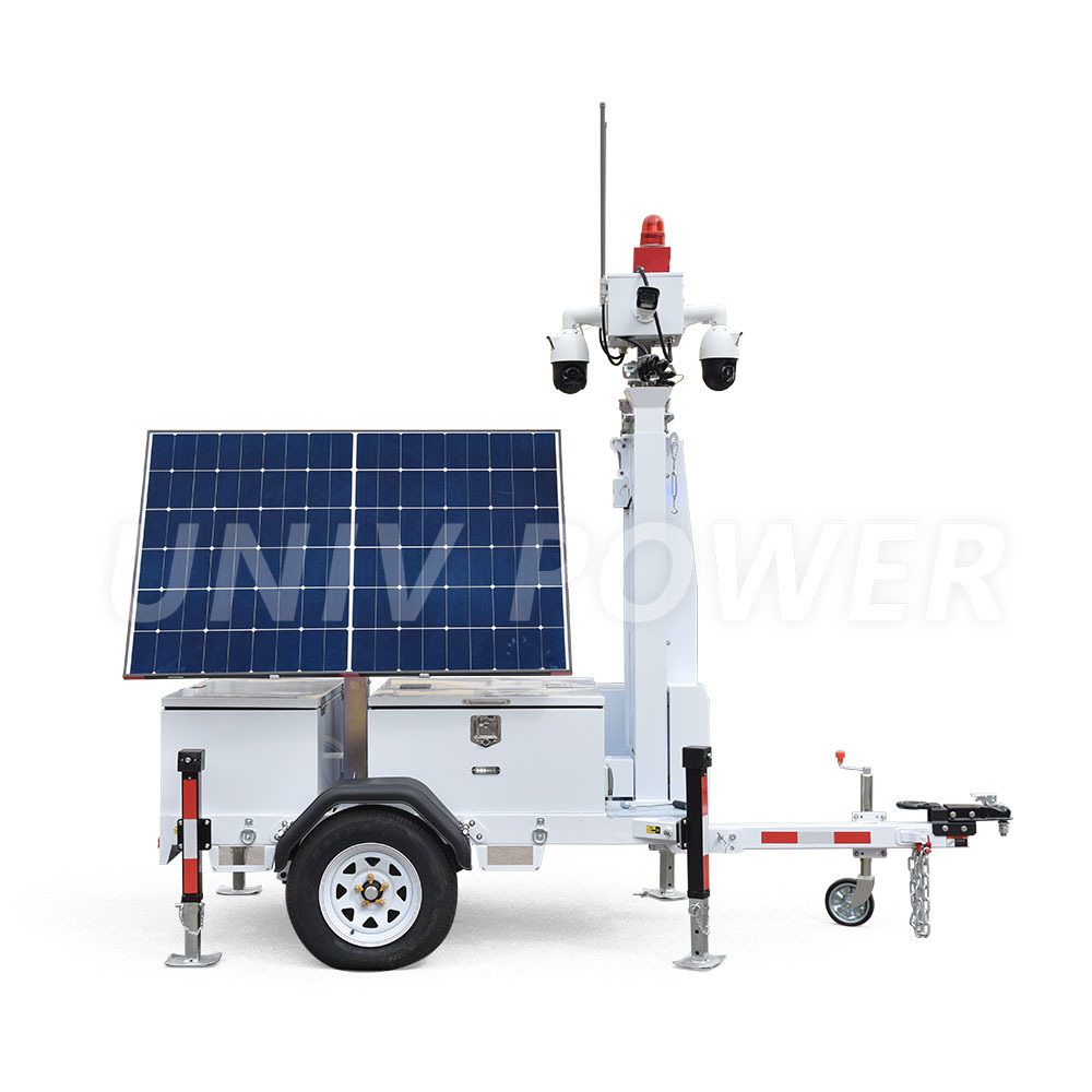 2 panels solar mobile surveillance trailer for public security US standard