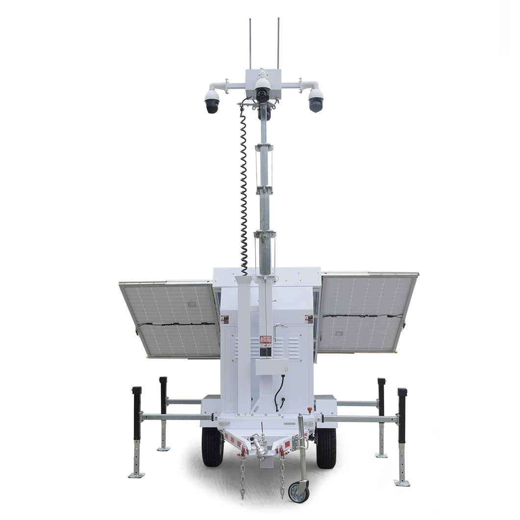 Mobile Solar Power CCTV Trailer Security Surveillance Trailer Solar Tower with camera