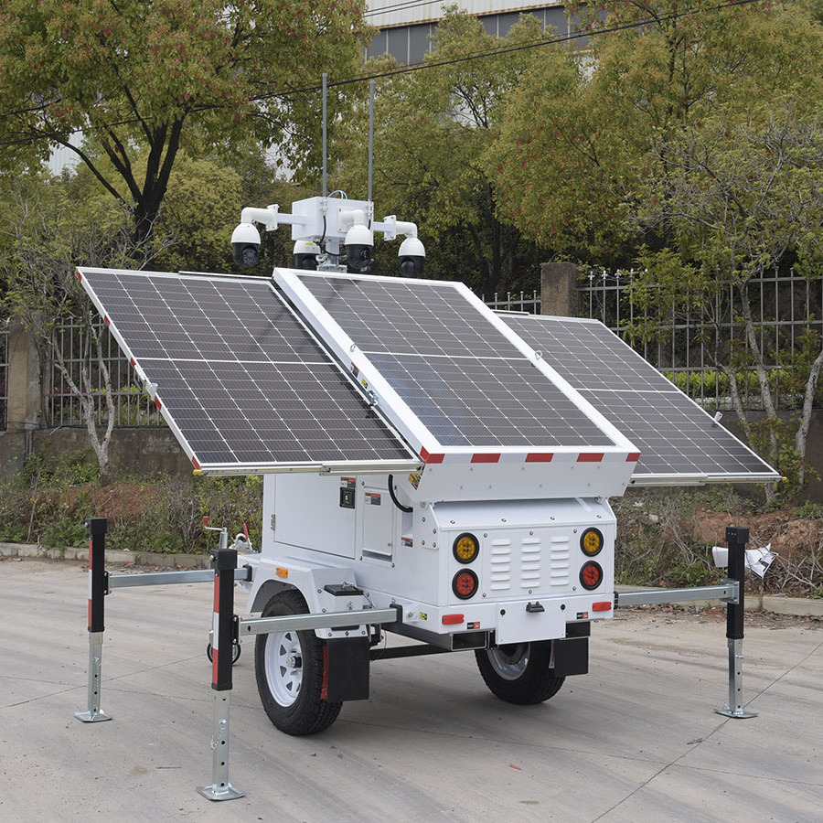 Portable Mobile Solar security surveillance Trailer  with CCTV and PTZ camera