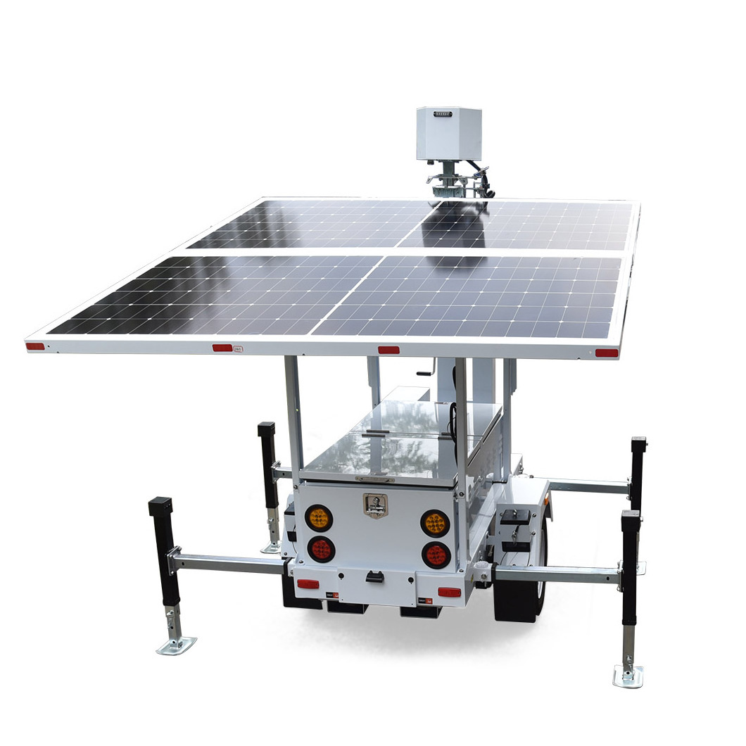 Portable Surveillance System Solution Mobile CCTV and PTZ camera Solar Trailer