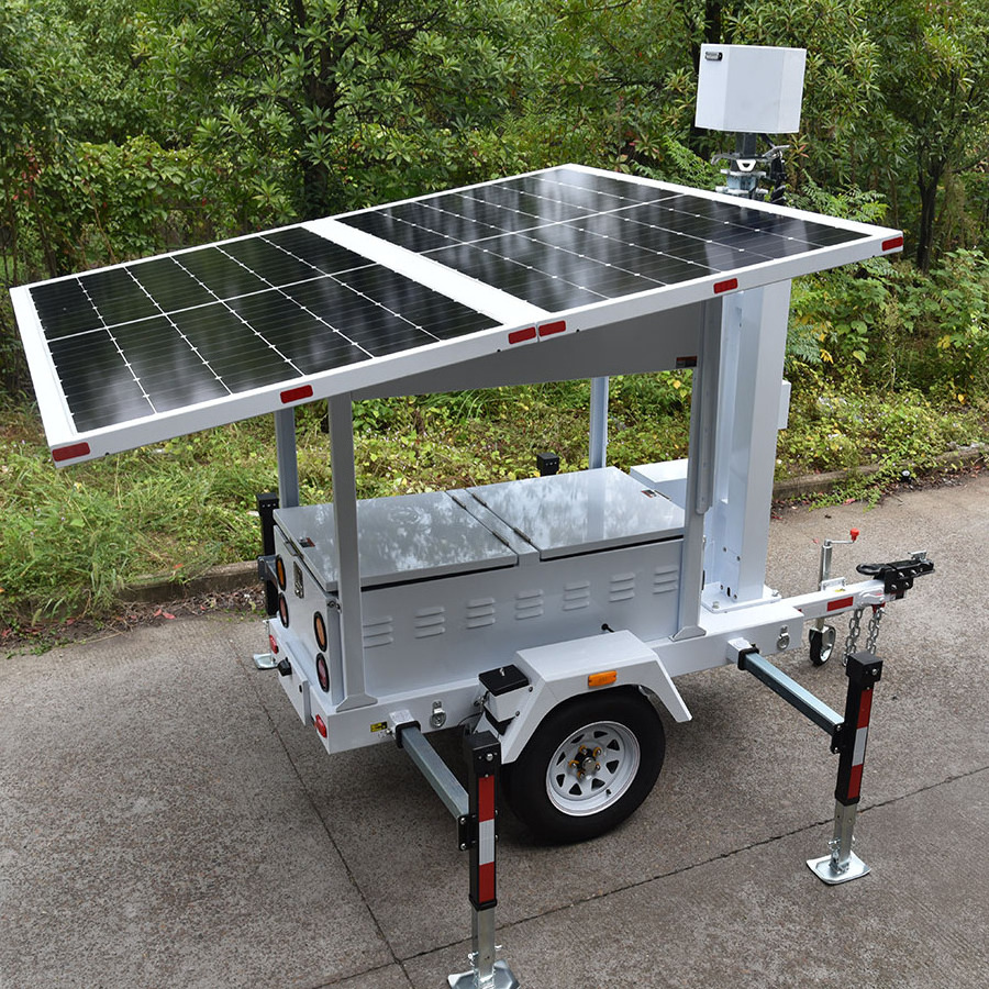 Portable Surveillance System Solution Mobile CCTV and PTZ camera Solar Trailer