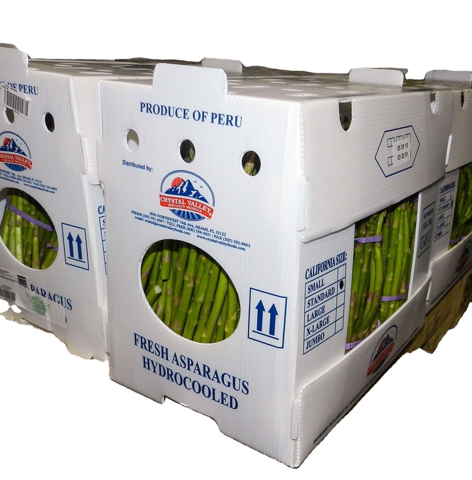 UP top quality food grade white pp corrugated plastic boxes for asparagus and vegetables air circulated stackable iso 9001:2015