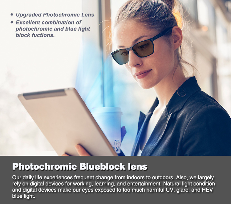 Manufacture Clear Base Anti Blue Light Photochromatic Optical Lens