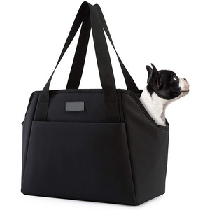 Foldable Polyester Soft-Sided Pet Carrier Tote Bag Small Dog Cat Carrier Purse with Adjustable Safety Tether For Outdoor