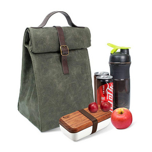 Custom Outdoor 16oz Heavy Waxed Canvas Waterproof Cooler Insulated Lunch Bag