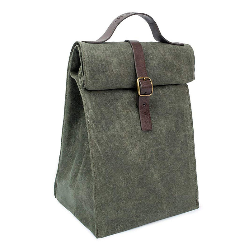 Custom Outdoor 16oz Heavy Waxed Canvas Waterproof Cooler Insulated Lunch Bag