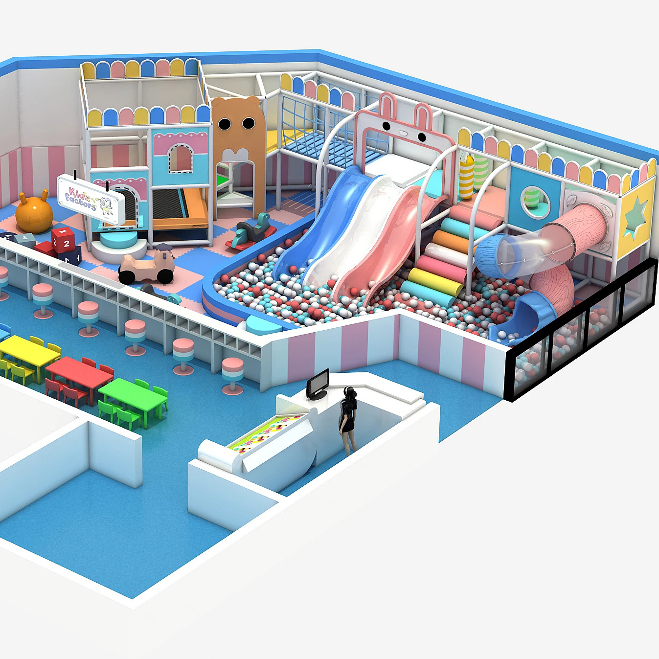 Shopping mall kids play equipment indoor playground with fiberglass slide