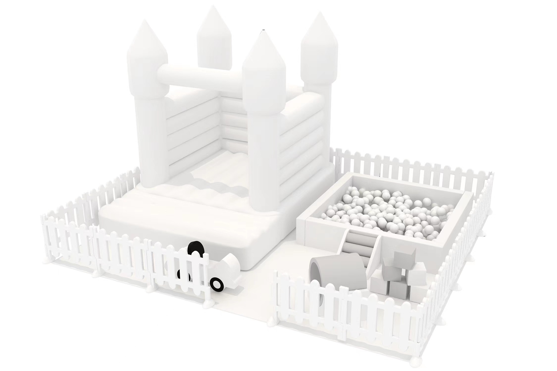 all white soft play equipment kids play playground outdoor ball pit with slide white Inflatable indoor ball pits slide