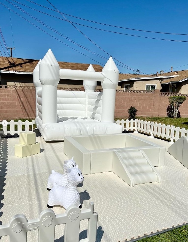 all white soft play equipment kids play playground outdoor ball pit with slide white Inflatable indoor ball pits slide