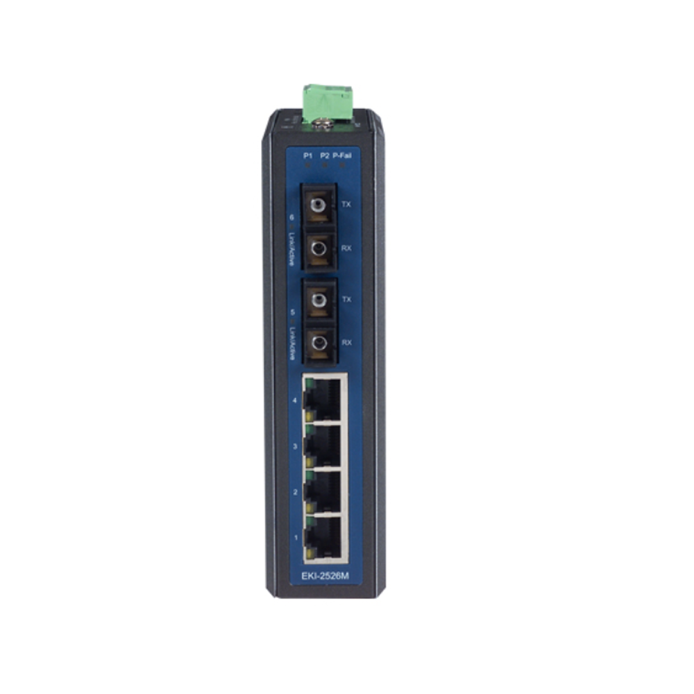 Advantech EKI-2526M 4+2 100FX Port Unmanaged PoE Industrial Ethernet Network Converter Switch