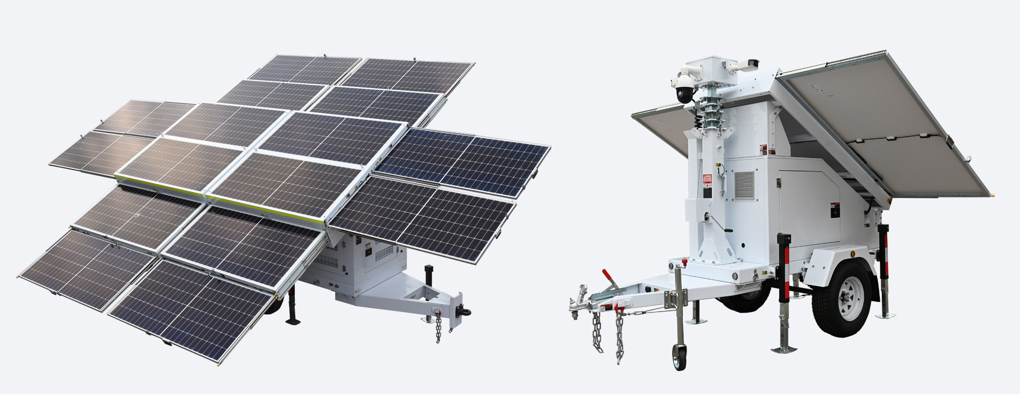 Mobile surveillance trailer with 2 solar panels solar CCTV trailer with ...