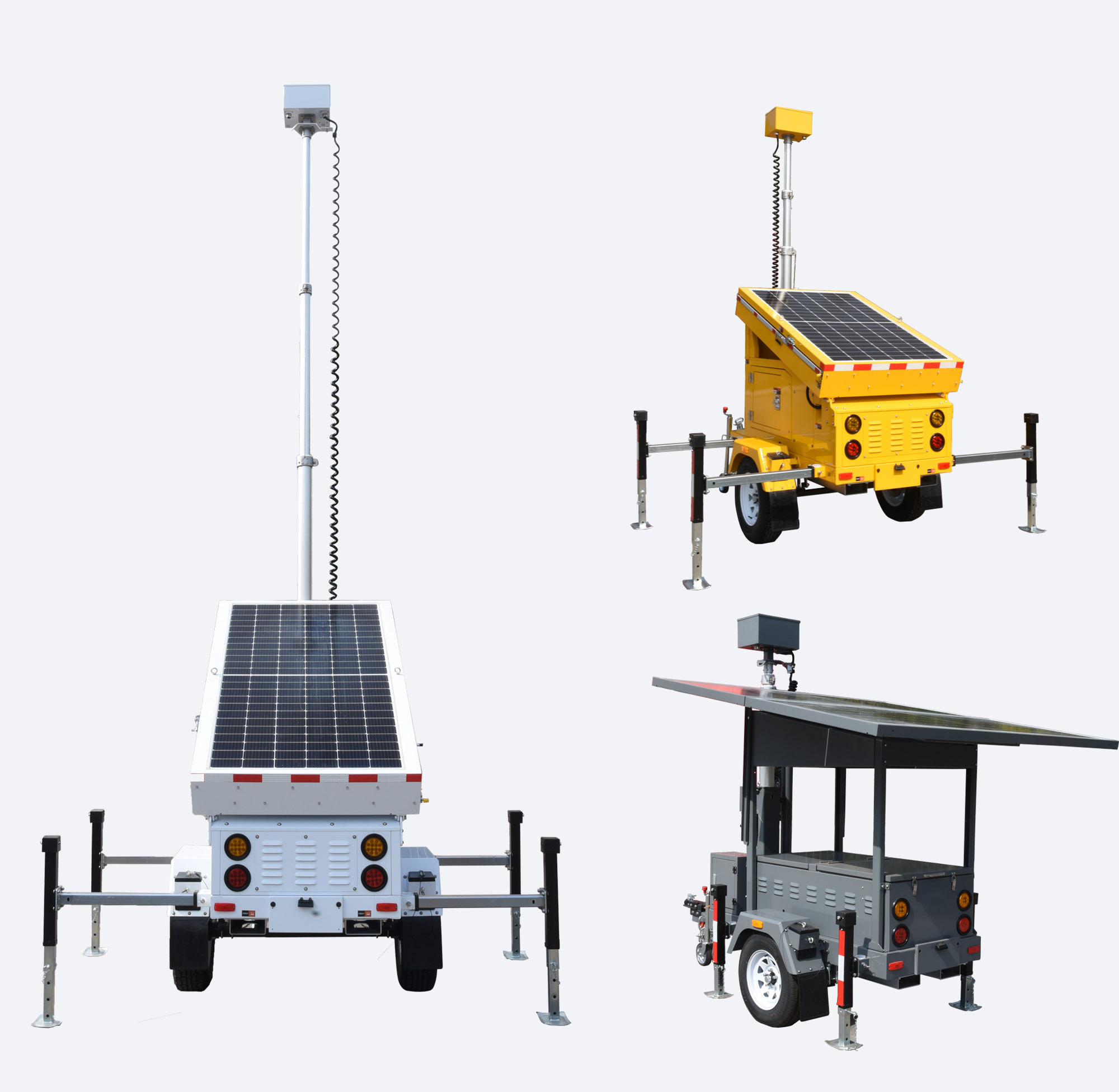 Mobile surveillance trailer with 2 solar panels solar CCTV trailer with ...