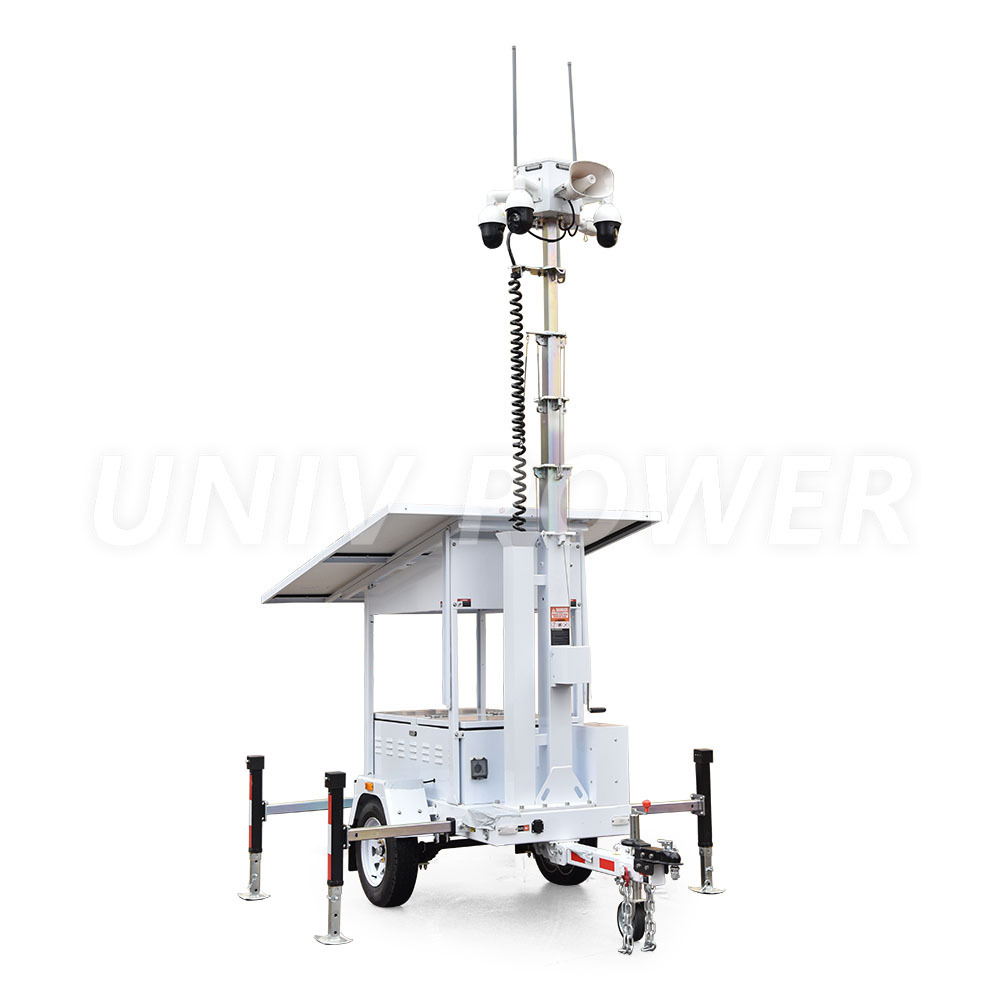 Mobile surveillance trailer with 2 solar panels solar CCTV  trailer with PTZ camera