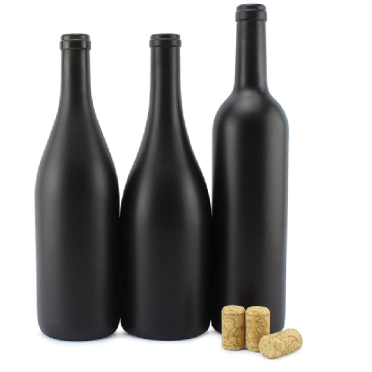 Wine Bottles Matte Coated Glass 750ml Cornucopia Black with Corks Black Paper Box Glass Bottles for Juice Beverage Bottle Beer