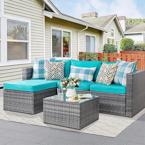 L Shaped Garden Sofa Set Wicker Outdoor Rattan Sofa Set Furniture Rattan Outdoor Garden Sofa sets indoor furniture