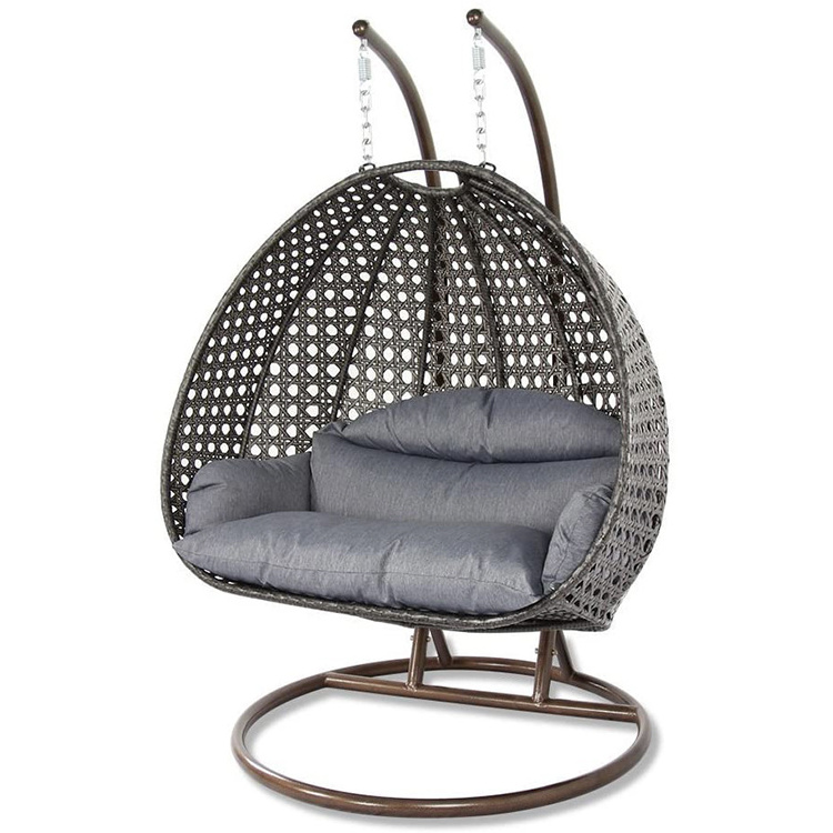 Outdoor garden double seater rattan egg hanging swings wicker patio chairs outdoor easy cleaning swing