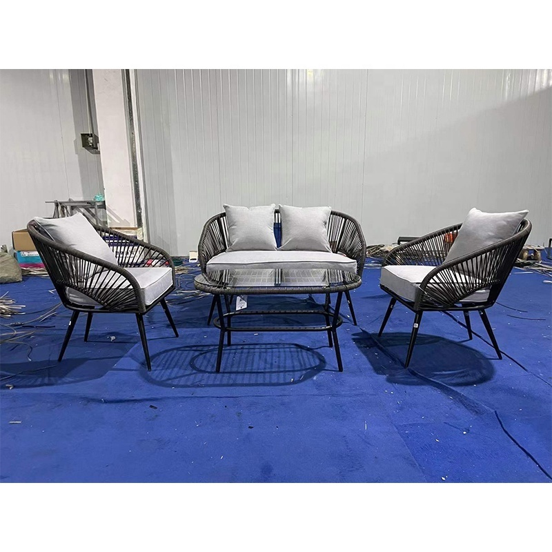 Modern Sofa Outdoor Garden Terrace Woven Rope Patio Sofa Set Sectional Webbing Rope Weaving Sofa set