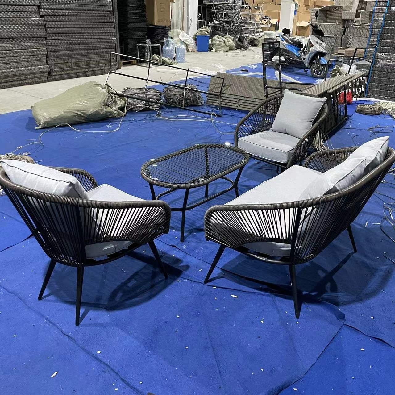 Modern Sofa Outdoor Garden Terrace Woven Rope Patio Sofa Set Sectional Webbing Rope Weaving Sofa set