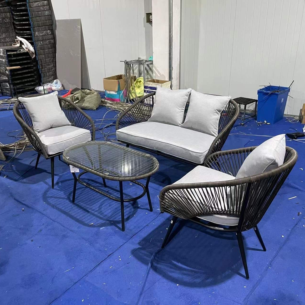 Modern Sofa Outdoor Garden Terrace Woven Rope Patio Sofa Set Sectional Webbing Rope Weaving Sofa set