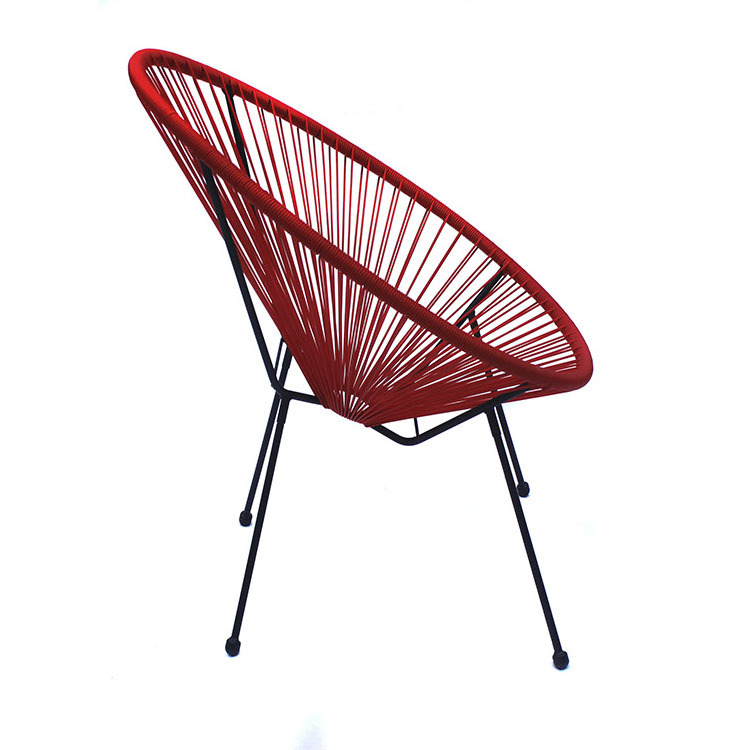 UN Leisure Rattan Outdoor Lounge KD String Chair Light Weight Acapulco Oval Stacking Bistro Chair