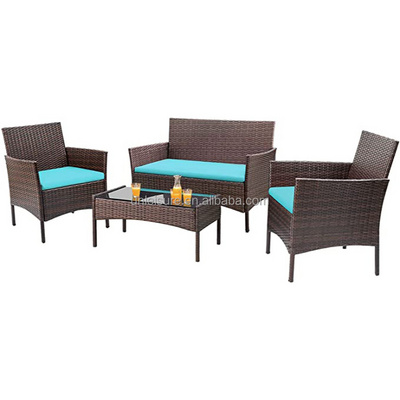 4 Pieces Rattan Garden Sets Outdoor Wicker Patio Furniture Sets