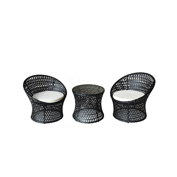 3pcs modern  black elegant garden rattan set rattan outdoor furniture garden patio set sunbrella outdoor furniture