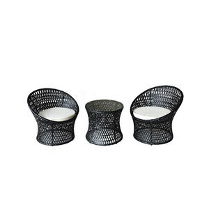 3pcs modern  black elegant garden rattan set rattan outdoor furniture garden patio set sunbrella outdoor furniture