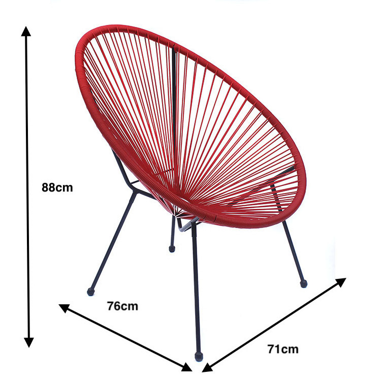 UN Leisure Rattan Outdoor Lounge KD String Chair Light Weight Acapulco Oval Stacking Bistro Chair