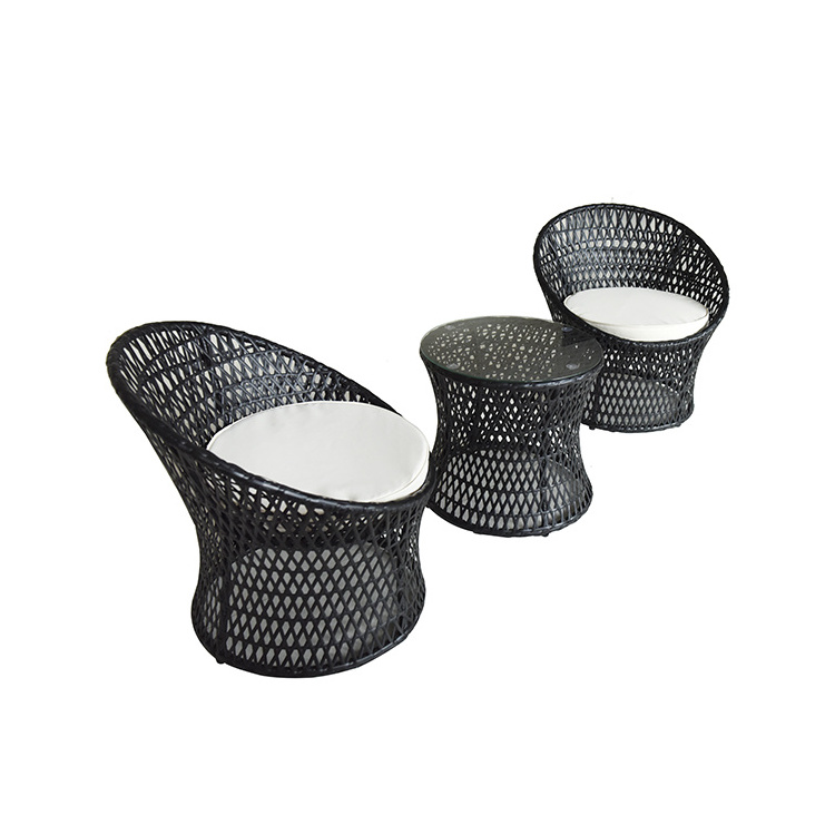 3pcs modern  black elegant garden rattan set rattan outdoor furniture garden patio set sunbrella outdoor furniture