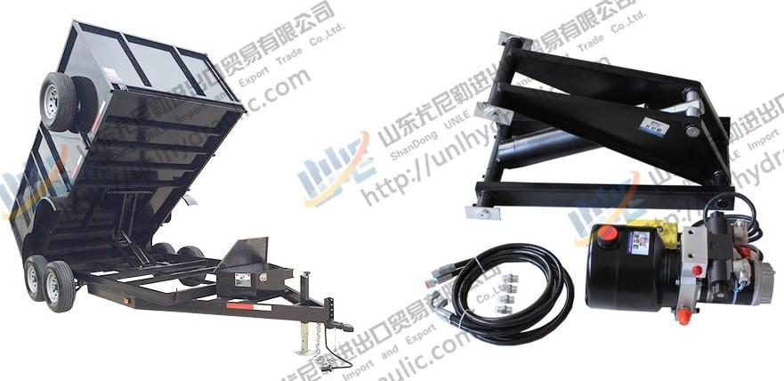 High quality dump trailer hydraulic scissor hoist lift kit with 12v dc hydraulic power unit truck hydraulic cylinder