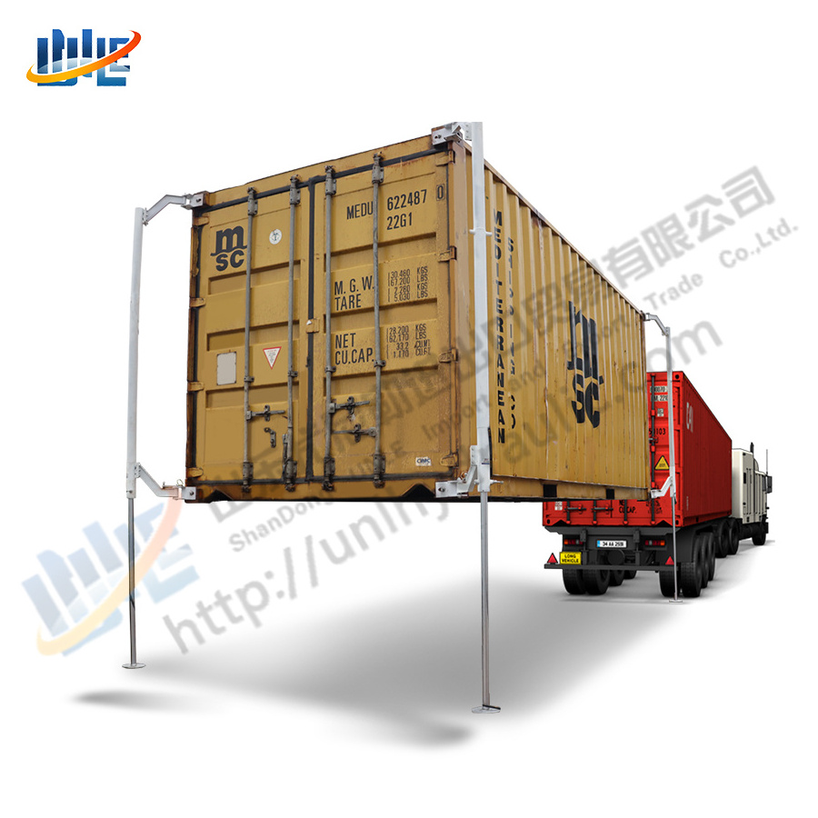 Hydraulic cylinder jacks container lifting system portable container house