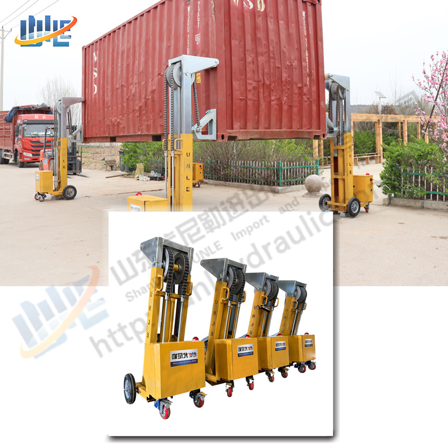 Hydraulic cylinder jacks container lifting system portable container house