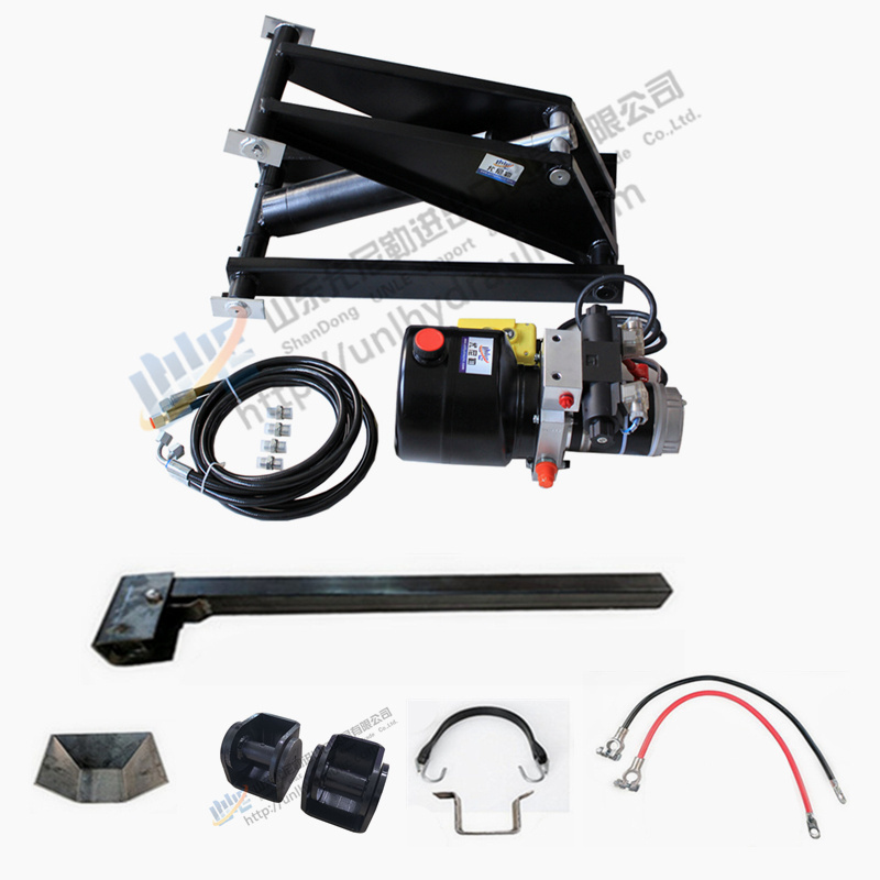 High quality dump trailer hydraulic scissor hoist lift kit with 12v dc hydraulic power unit truck hydraulic cylinder