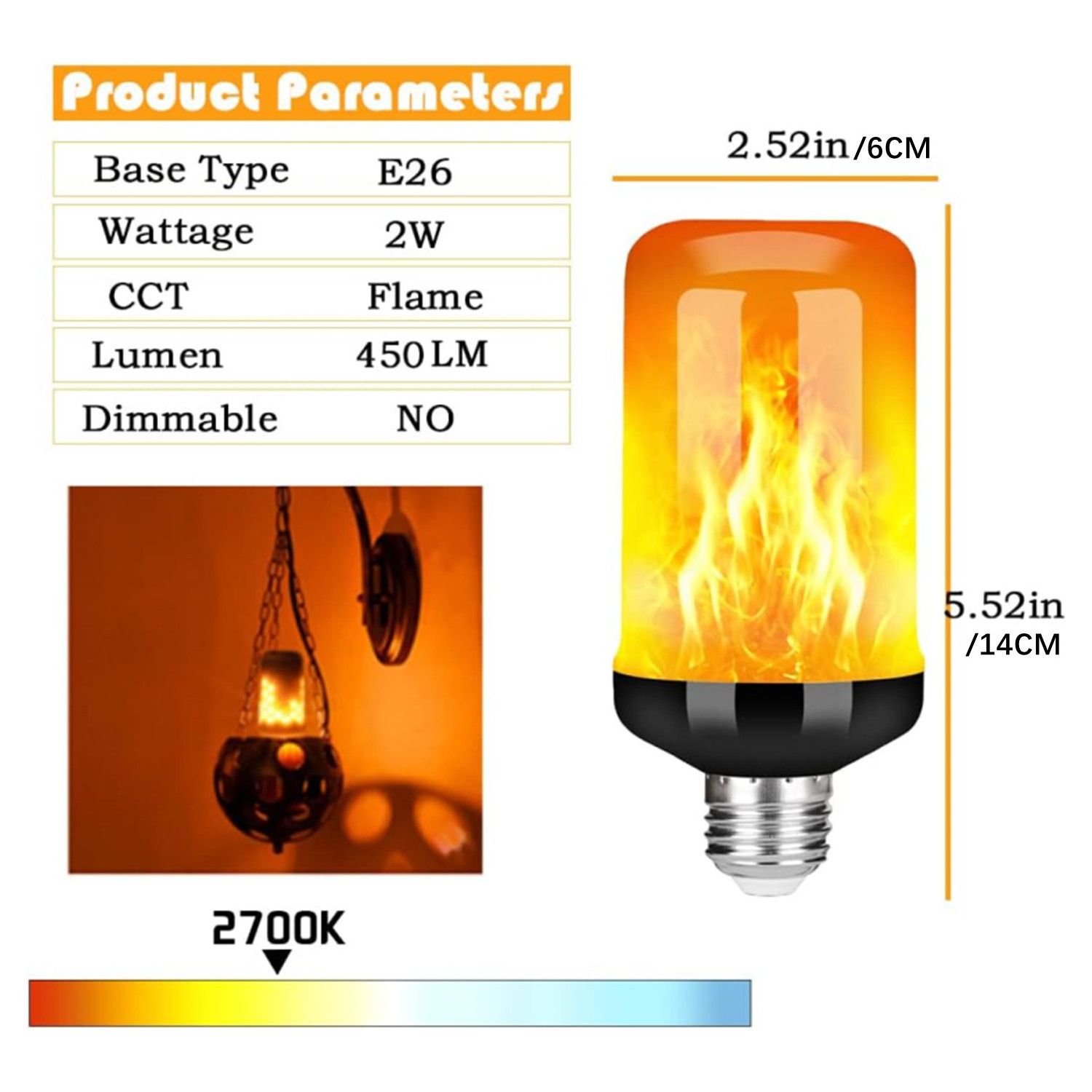 Led Flame Light Bulbs Outdoor, Upgraded 4 Modes Flame Light Bulbs With Upside Down Effect, E26 Base Flickering Flame Light Bulbs