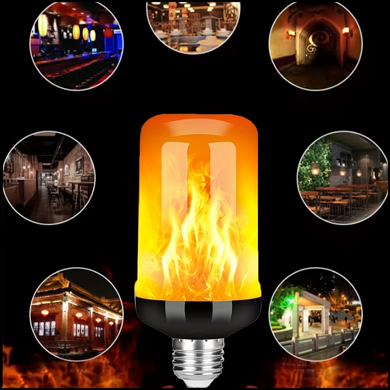 Led Flame Light Bulbs Outdoor, Upgraded 4 Modes Flame Light Bulbs With Upside Down Effect, E26 Base Flickering Flame Light Bulbs