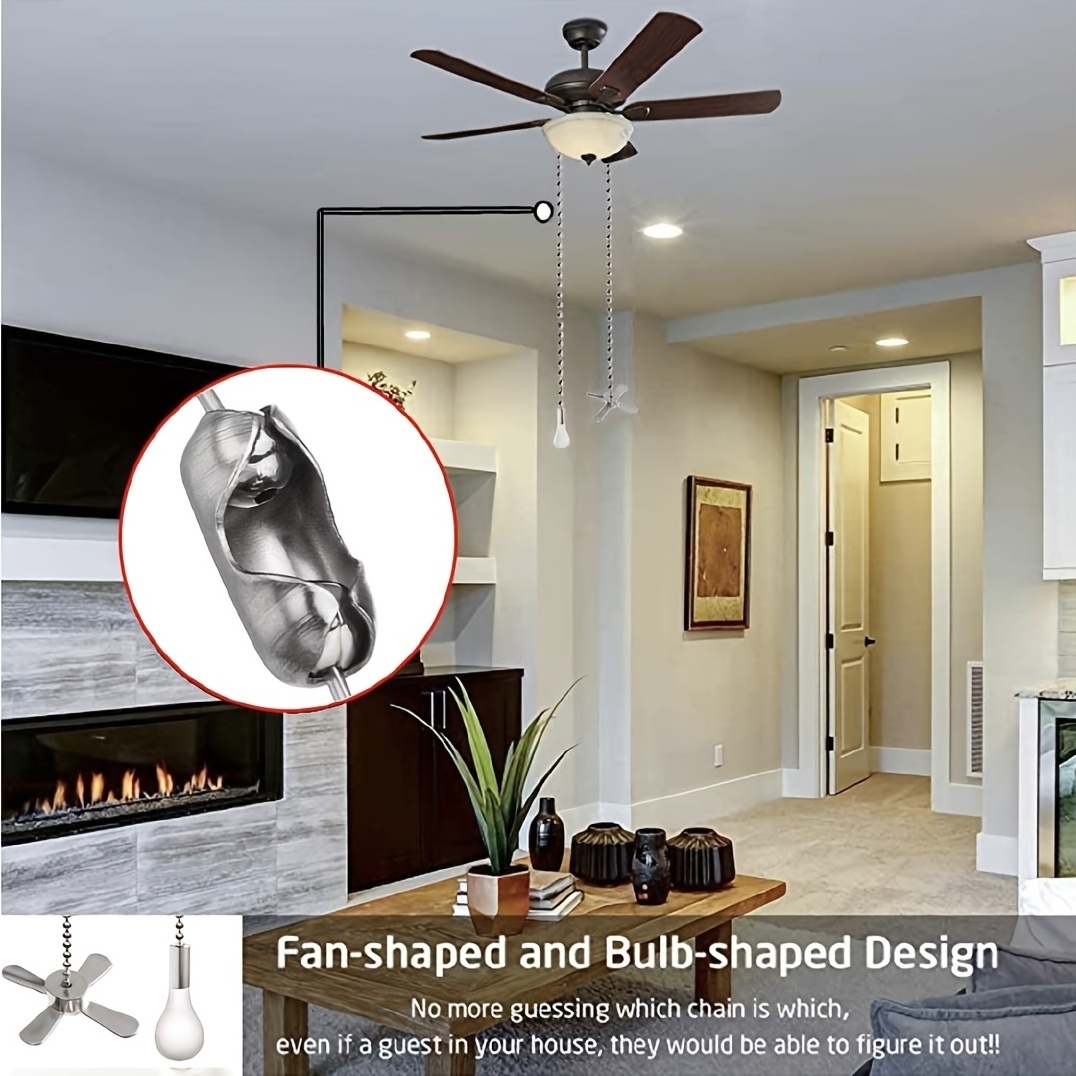 Ceiling Fan Pull Chain Extender With Decorative Frosted Glass Bulb - Fits All Standard Diameter Ceiling Fans And Light Fixtures