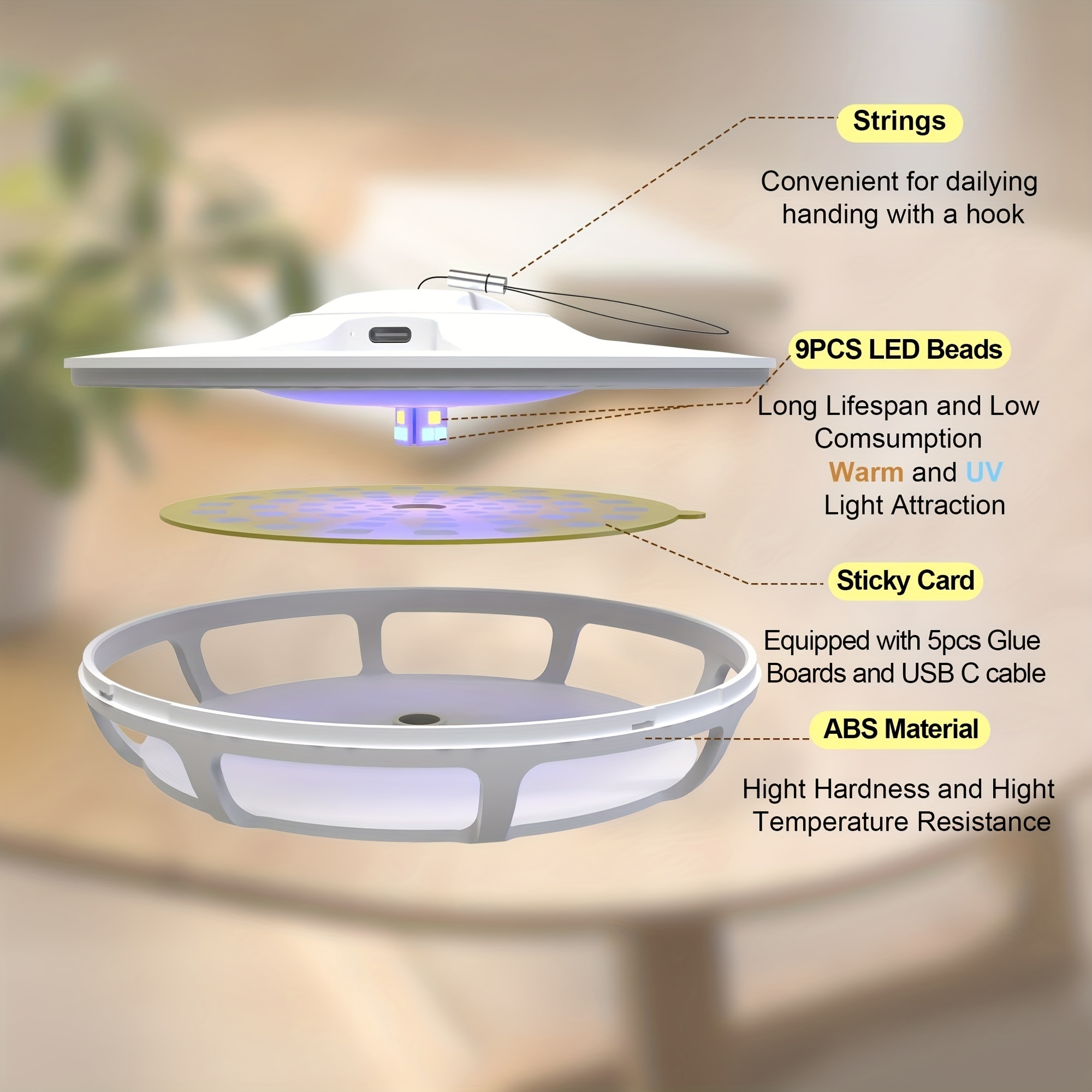 Flea Trap For Inside Your Home Flea Light Trapper Indoor Fly Killer Warm & Uv Led Light  Fighting Tool Kit For Flea Infestat