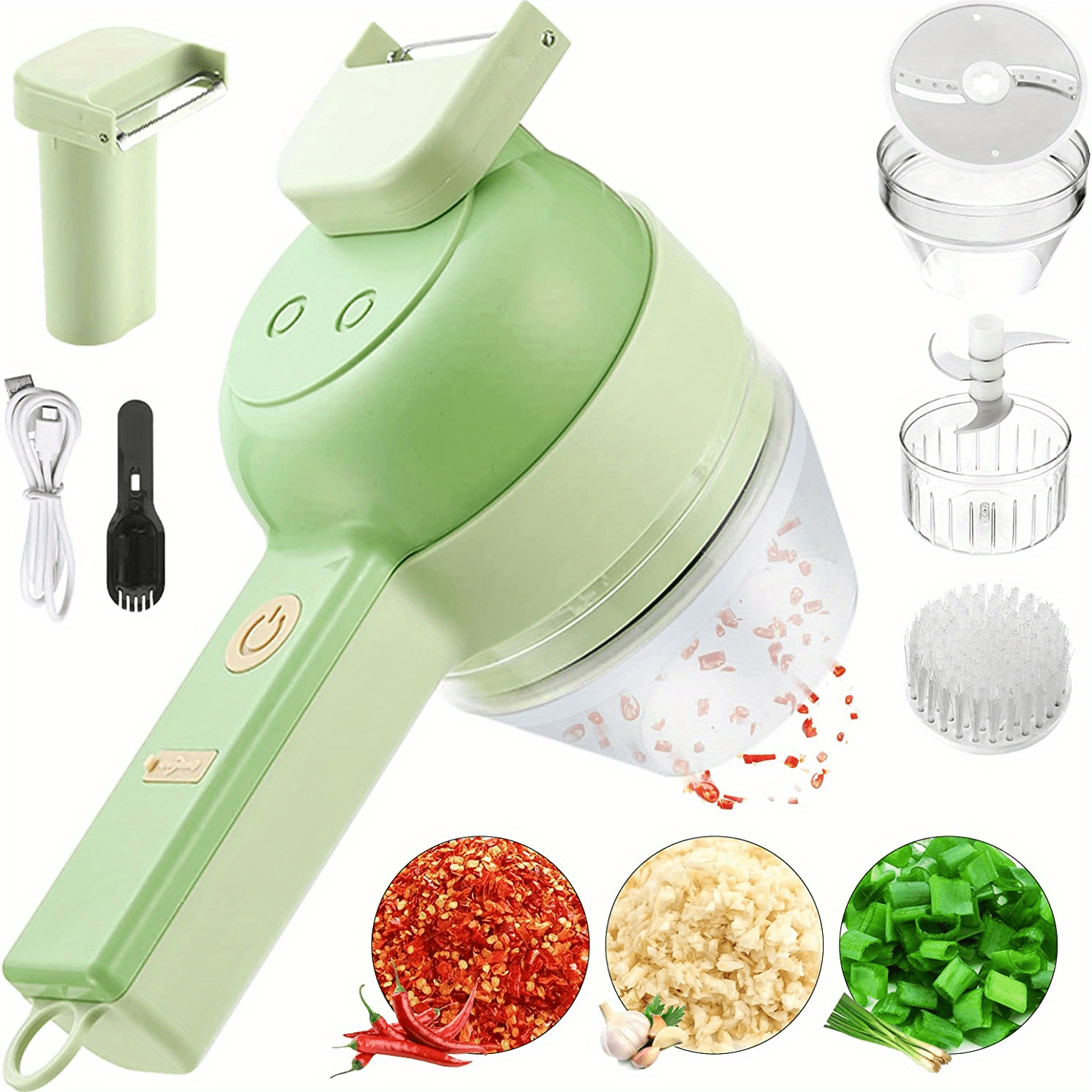 4 In 1 Portable Electric Vegetable Cutter Set Hand Vegetable Cutter Electric Vegetable Cutter Hand Held