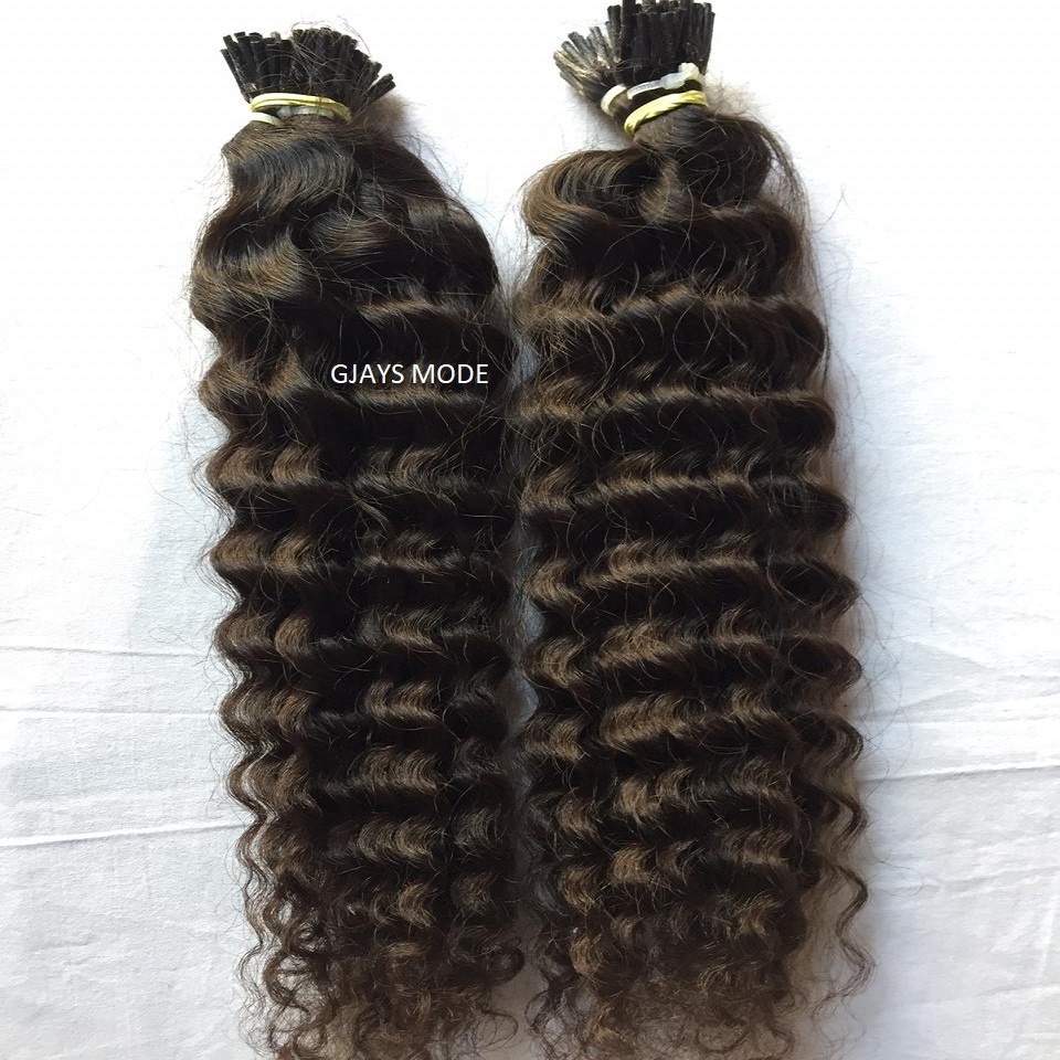 Unprocessed indian temple curly I Tip human hair wholesale genius weft Human Hair Extension weaves closures and bundles best hai