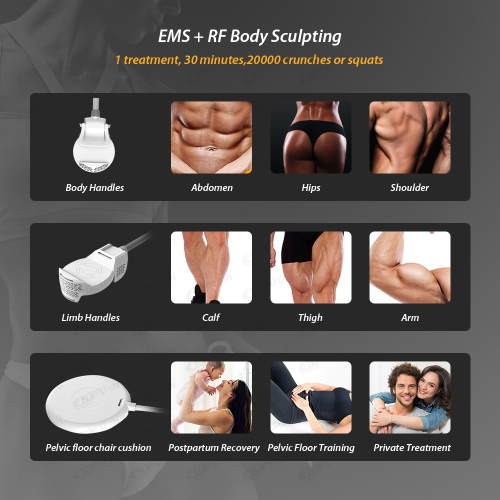 EMS body slimming muscle shaping 5 handles ems weight loss sculpting machine with rf