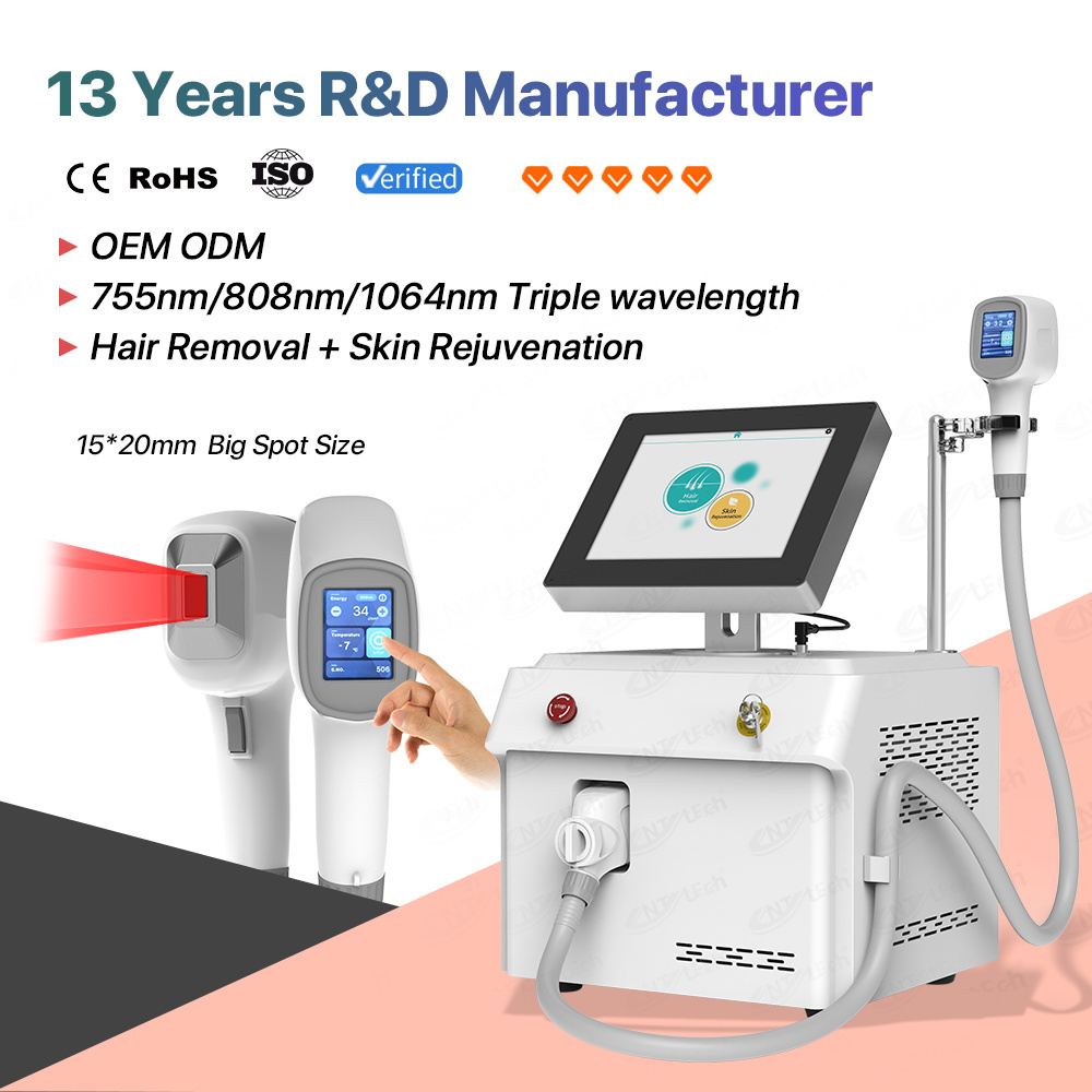 Professional 3 wave diode laser 755 808 1064 portable diode laser hair removal machines