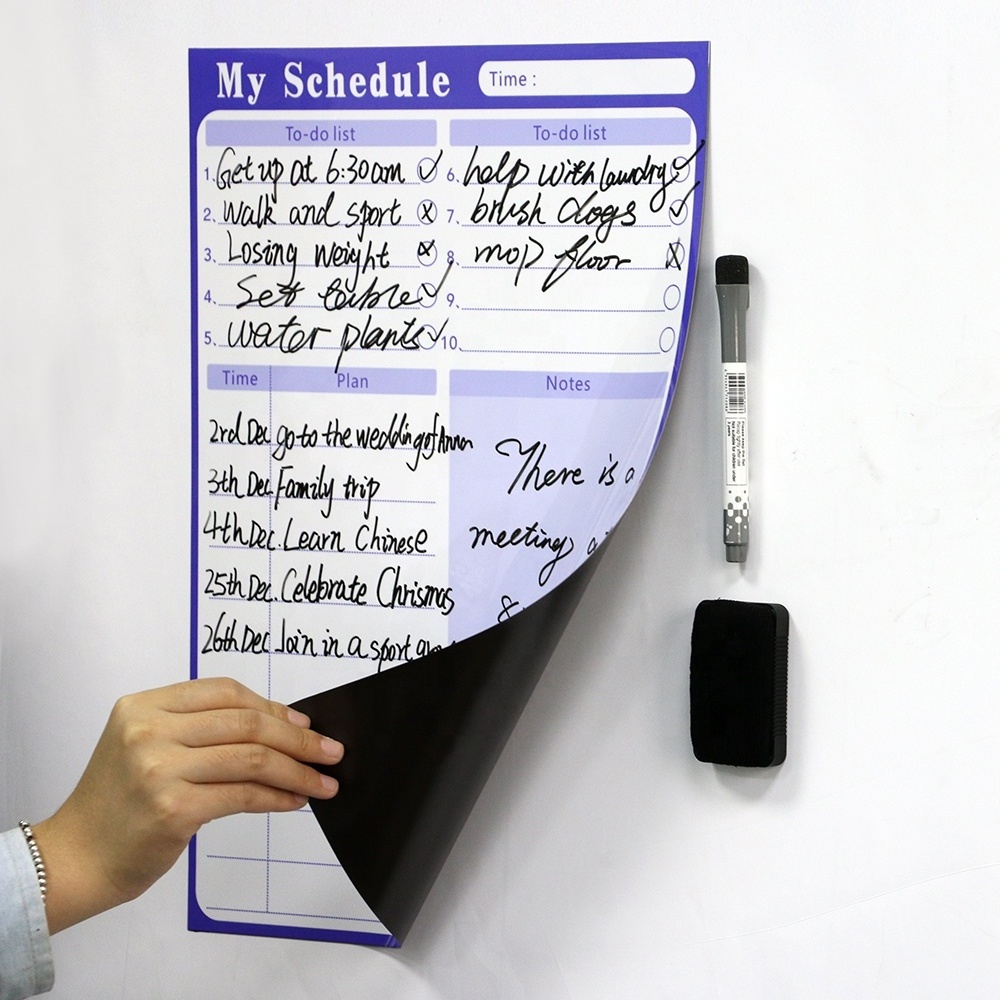 Magnetic Whiteboard Self Adhesive Dry Erasable Schedule and Calendar for School and Family