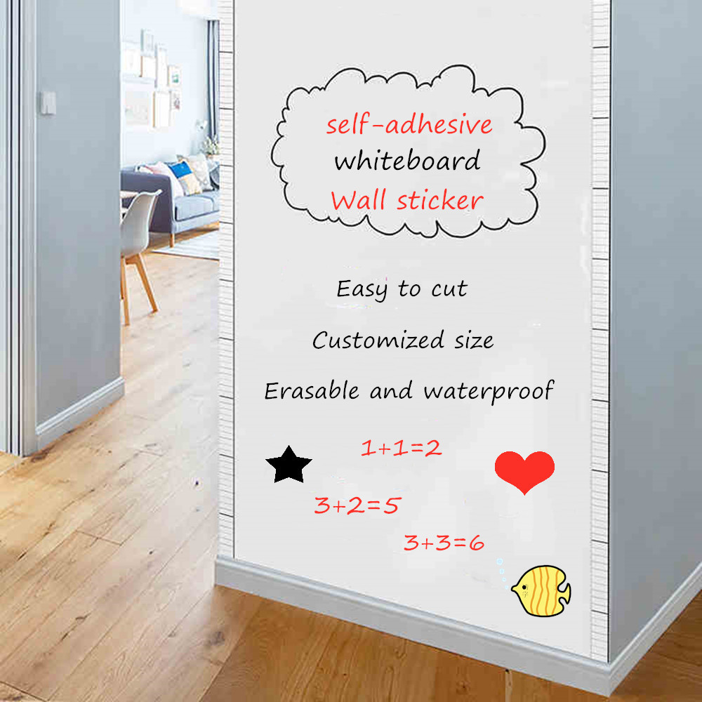 Self Adhesive White Board Paper Dry Erase Wall Stickers Roll Message Board Wallpaper Decal for School Office Home Kid Art